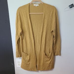 Madewell Mustard Tan Cotton Blend Cardigan Sweater Open-Front Knit Size Small